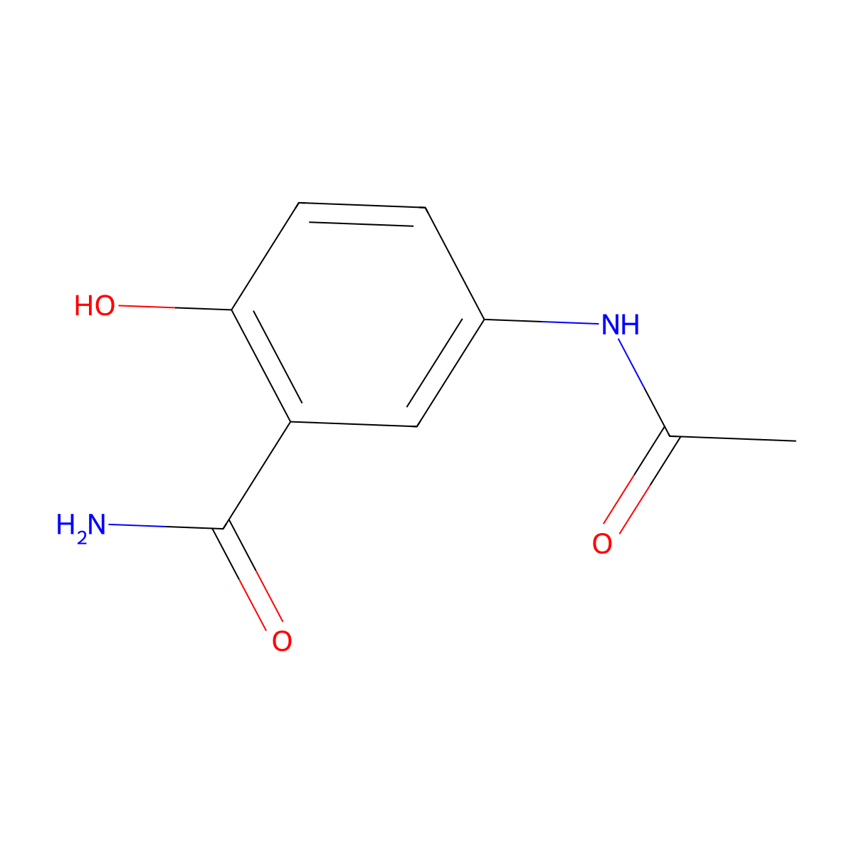 Benzamide, 5-(acetylamino)-2-hydroxy- molecular structure, CAS 13913-32-1