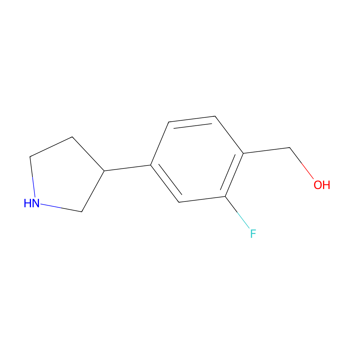 [2-Fluoro-4-(pyrrolidin-3-yl)phenyl]methanol molecular structure, CAS 1391300-05-2