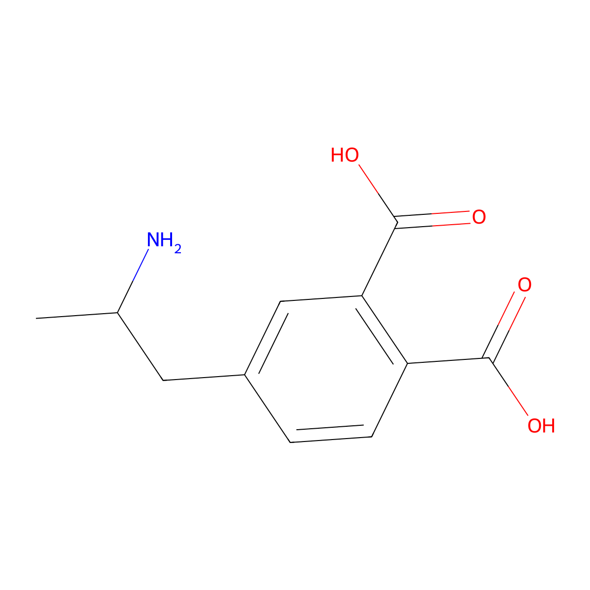 4-(2-Aminopropyl)benzene-1,2-dicarboxylic acid molecular structure, CAS 1391300-19-8