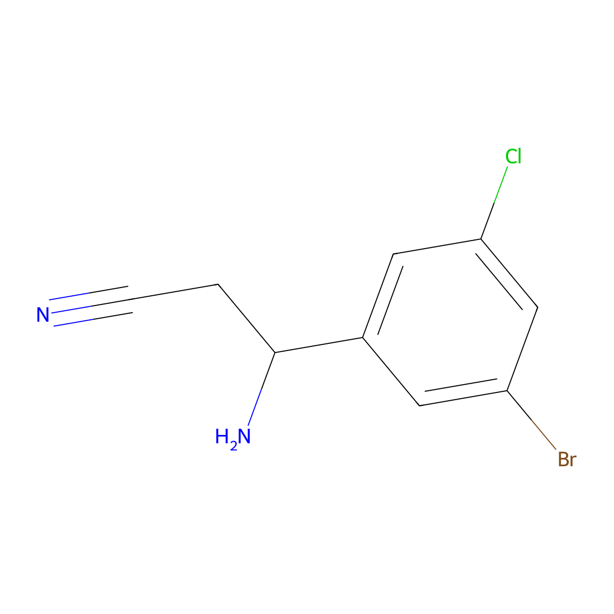 3-Amino-3-(3-bromo-5-chlorophenyl)propanenitrile molecular structure, CAS 1391306-10-7