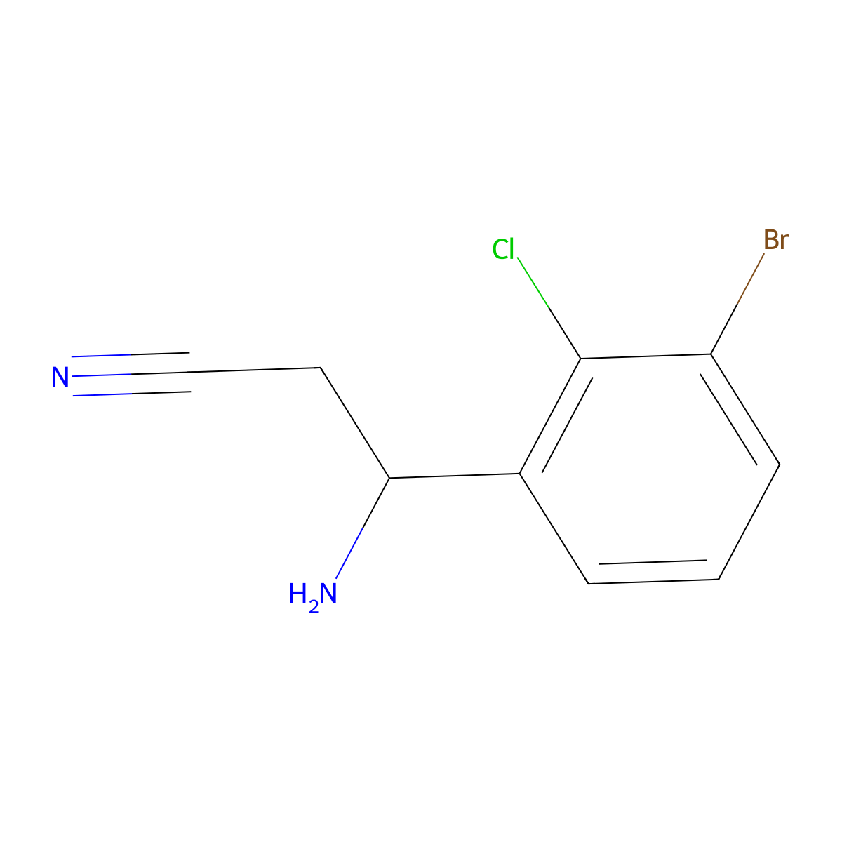 3-Amino-3-(3-bromo-2-chlorophenyl)propanenitrile molecular structure, CAS 1391308-61-4