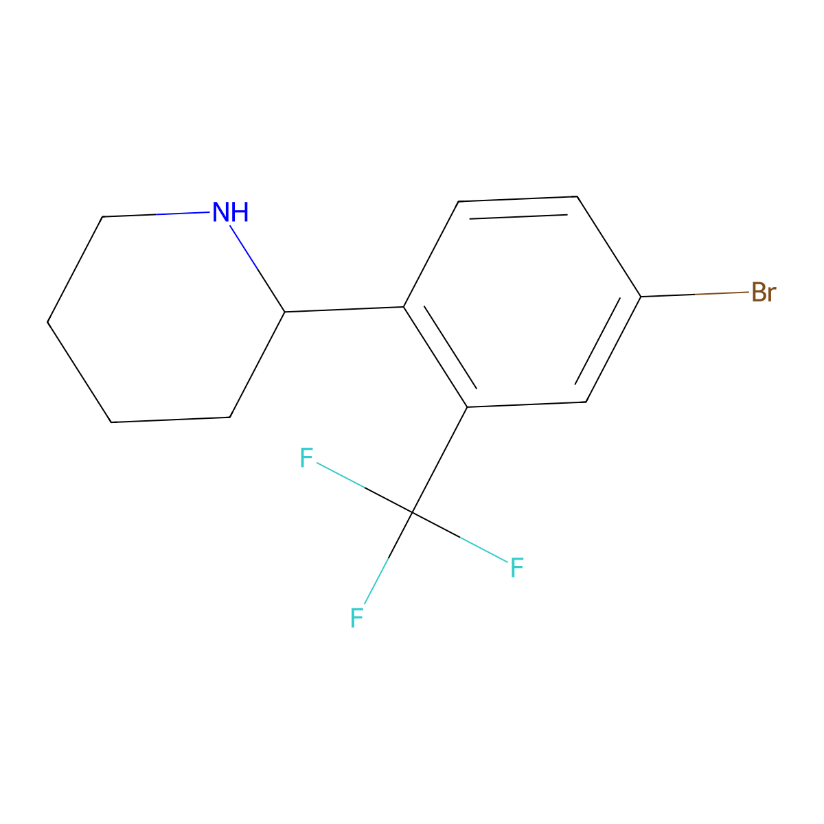 2-(4-Bromo-2-(trifluoromethyl)phenyl)piperidine molecular structure, CAS 1391309-08-2