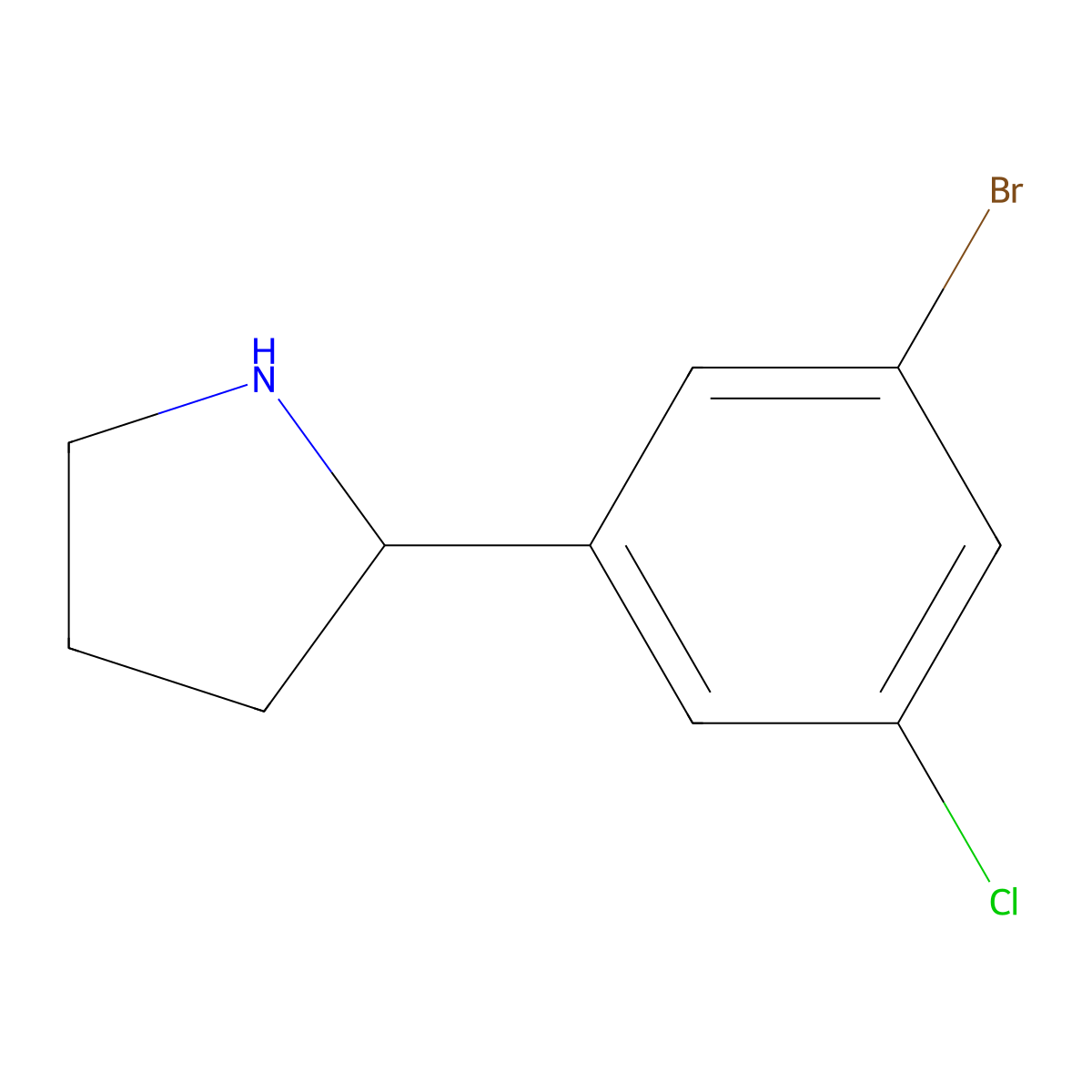 2-(3-Bromo-5-chlorophenyl)pyrrolidine molecular structure, CAS 1391314-33-2