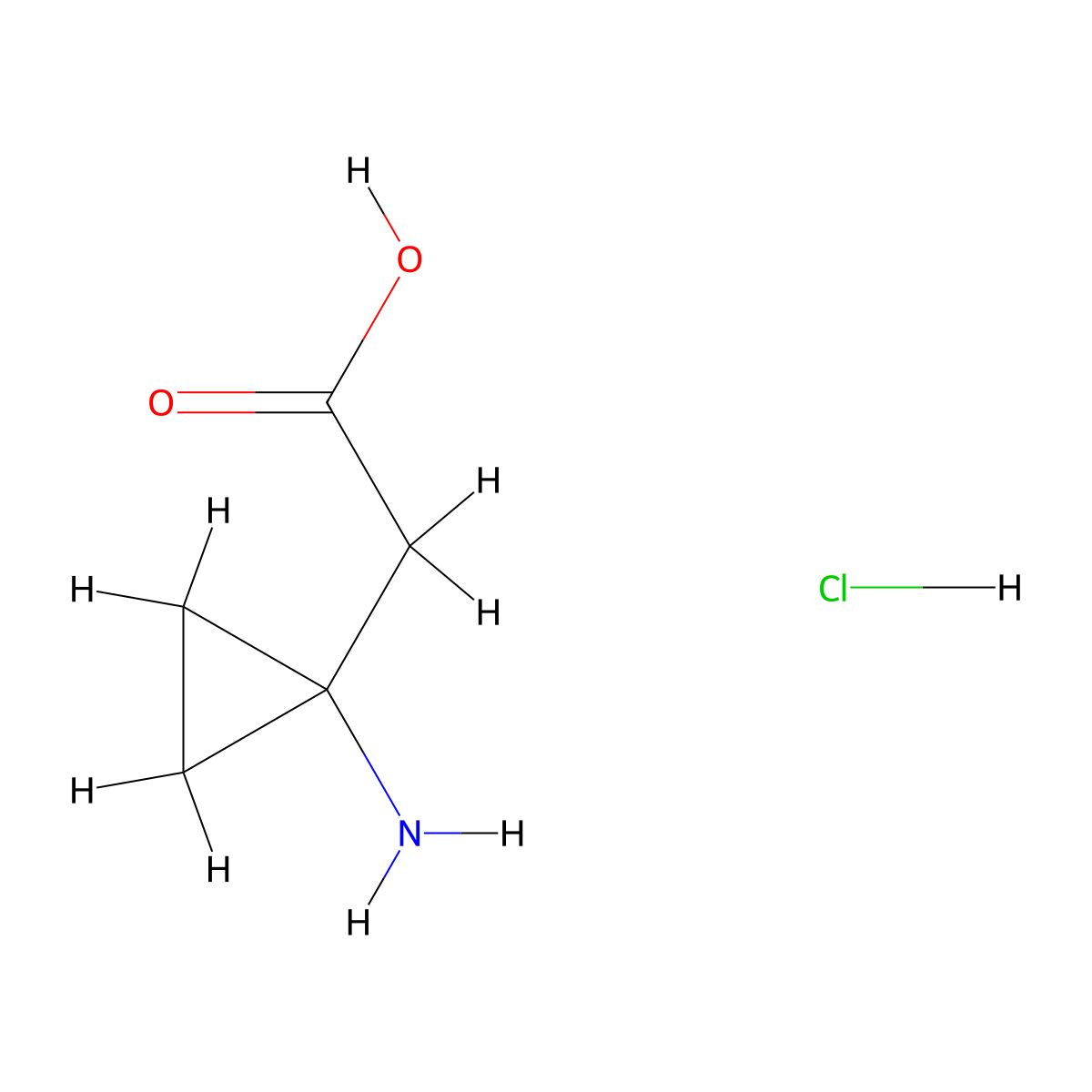 2-(1-Aminocyclopropyl)acetic acid hydrochloride molecular structure, CAS 139132-50-6
