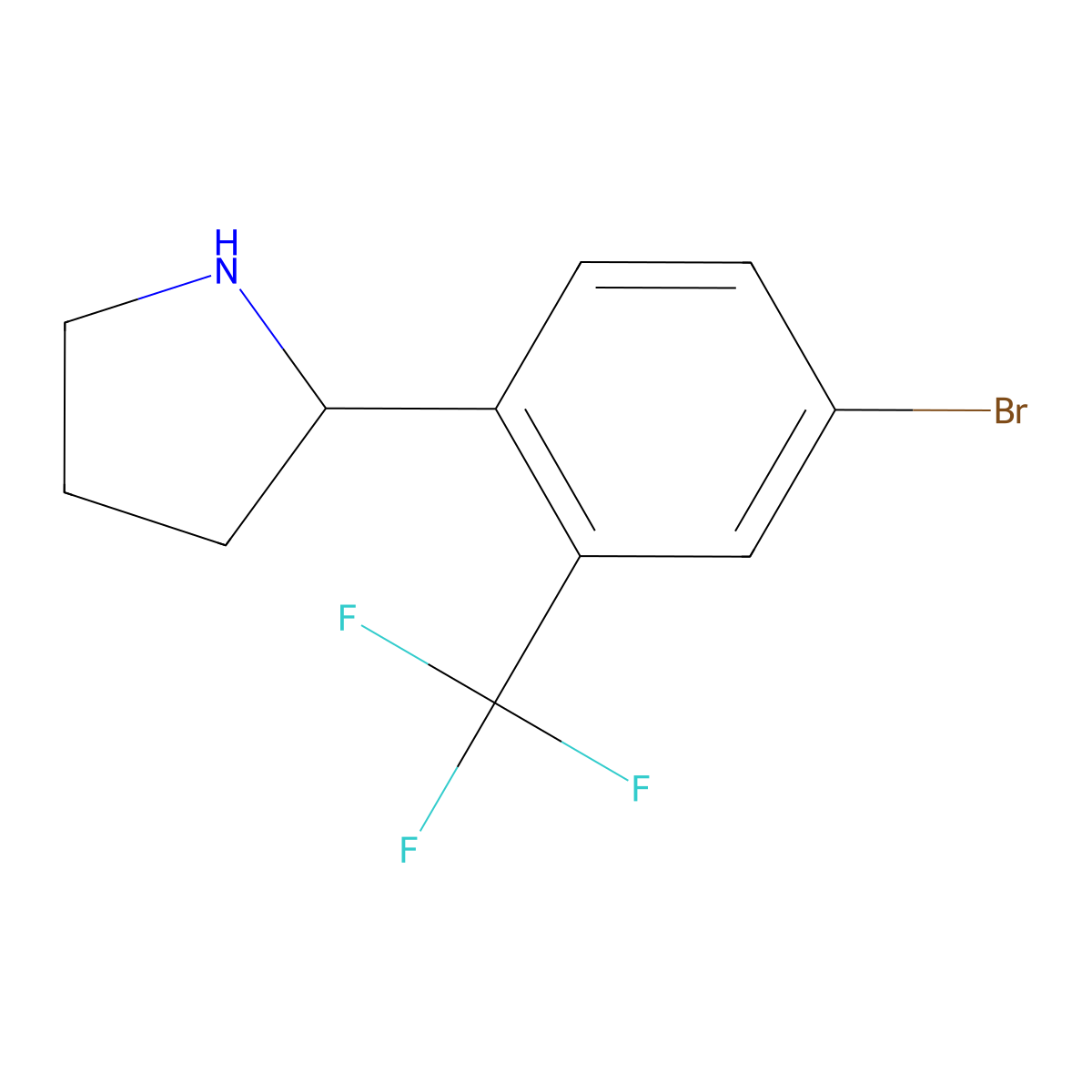 2-(4-Bromo-2-(trifluoromethyl)phenyl)pyrrolidine molecular structure, CAS 1391332-02-7