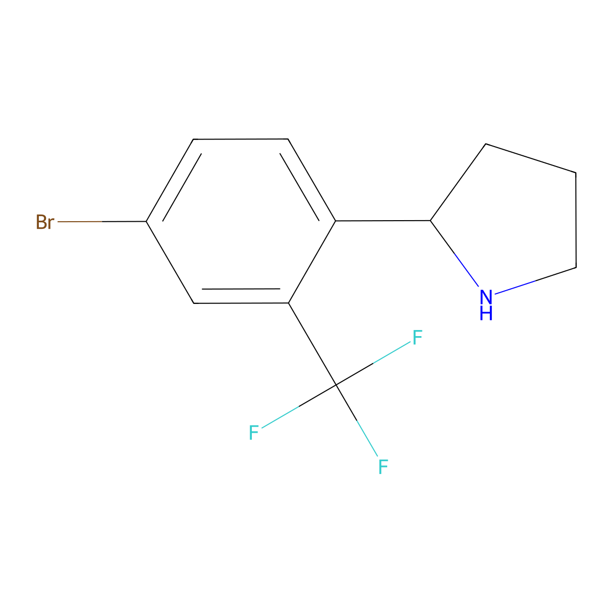 2-(4-Bromo-2-(trifluoromethyl)phenyl)pyrrolidine molecular structure, CAS 1391332-02-7
