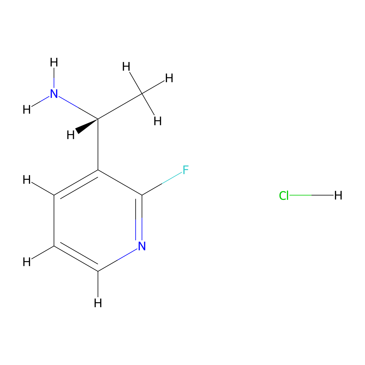 (1R)-1-(2-fluoropyridin-3-yl)ethan-1-amine hydrochloride molecular structure, CAS 1391351-76-0