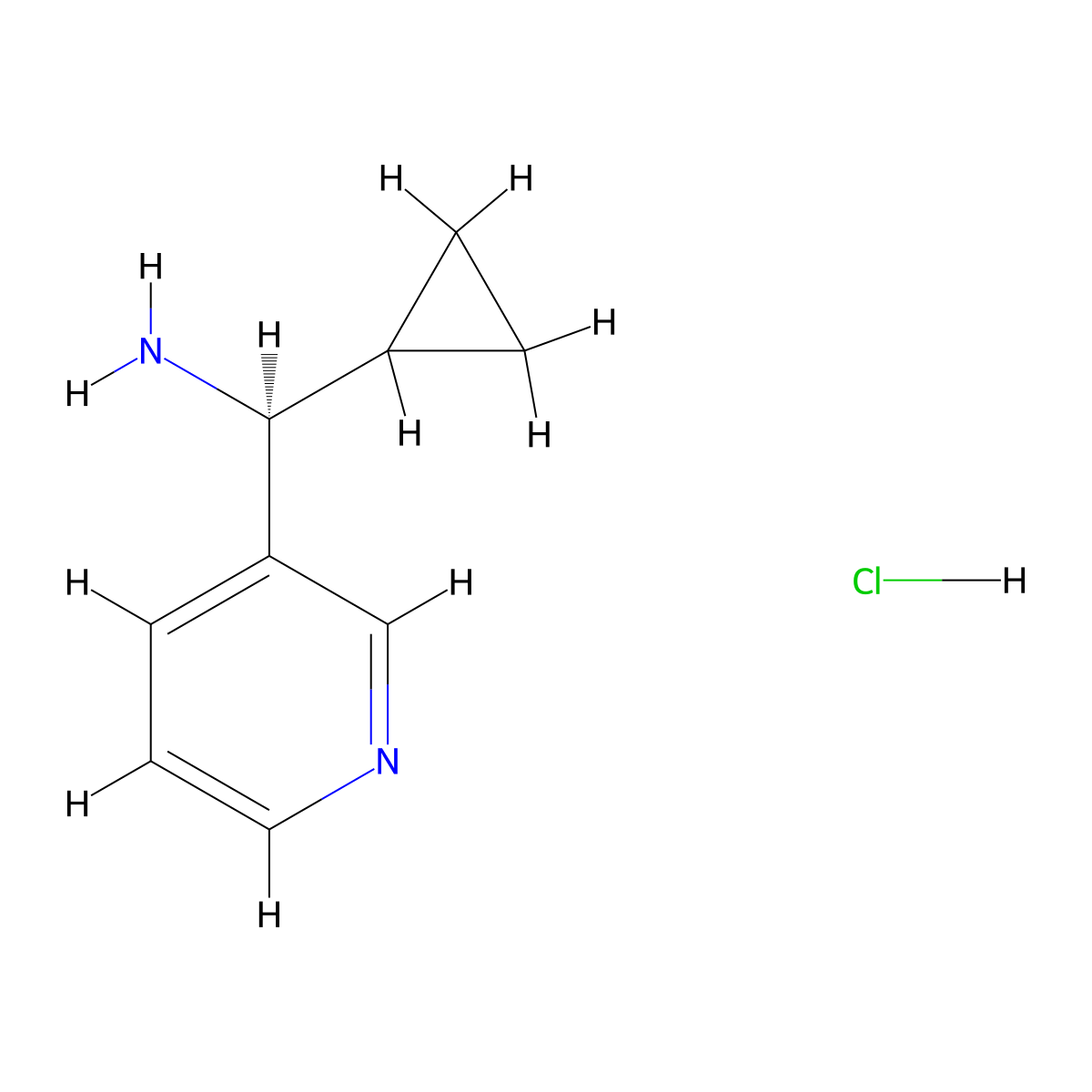 (S)-Cyclopropyl(pyridin-3-yl)methanamine hydrochloride molecular structure, CAS 1391353-80-2