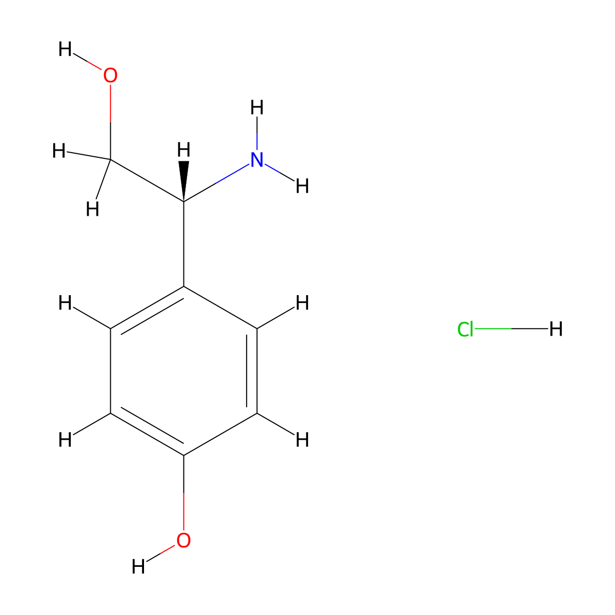 (R)-4-(1-Amino-2-hydroxyethyl)phenol hydrochloride molecular structure, CAS 1391355-45-5
