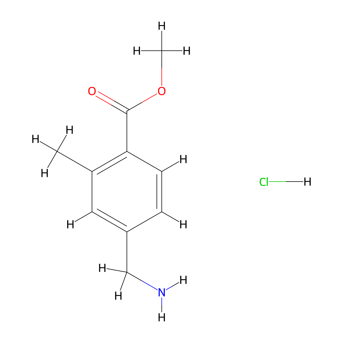 Methyl 4-(aminomethyl)-2-methylbenzoate hydrochloride molecular structure, CAS 1391358-24-9