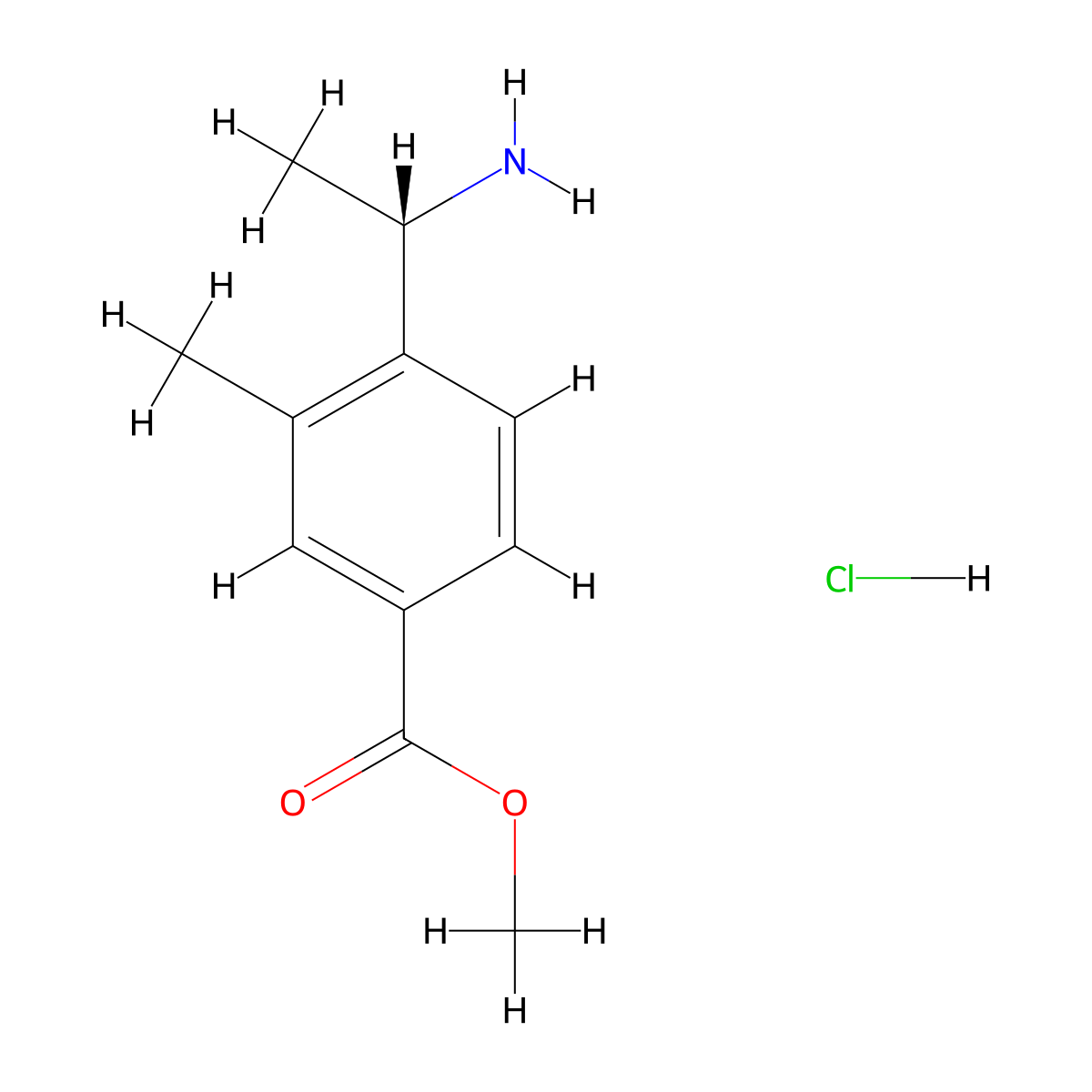 Methyl (S)-4-(1-aminoethyl)-3-methylbenzoate hydrochloride molecular structure, CAS 1391358-26-1