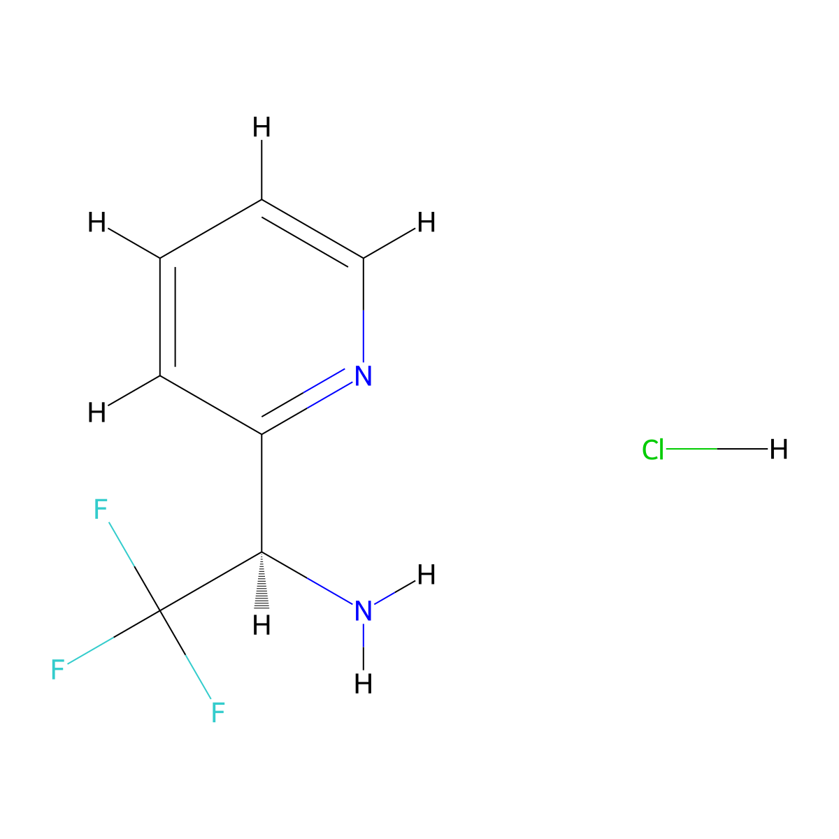 (R)-2,2,2-trifluoro-1-(pyridin-2-yl)ethan-1-amine hydrochloride molecular structure, CAS 1391359-82-2