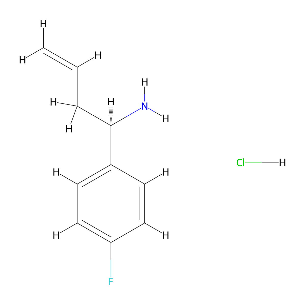 (R)-1-(4-Fluorophenyl)but-3-en-1-amine hydrochloride molecular structure, CAS 1391361-52-6