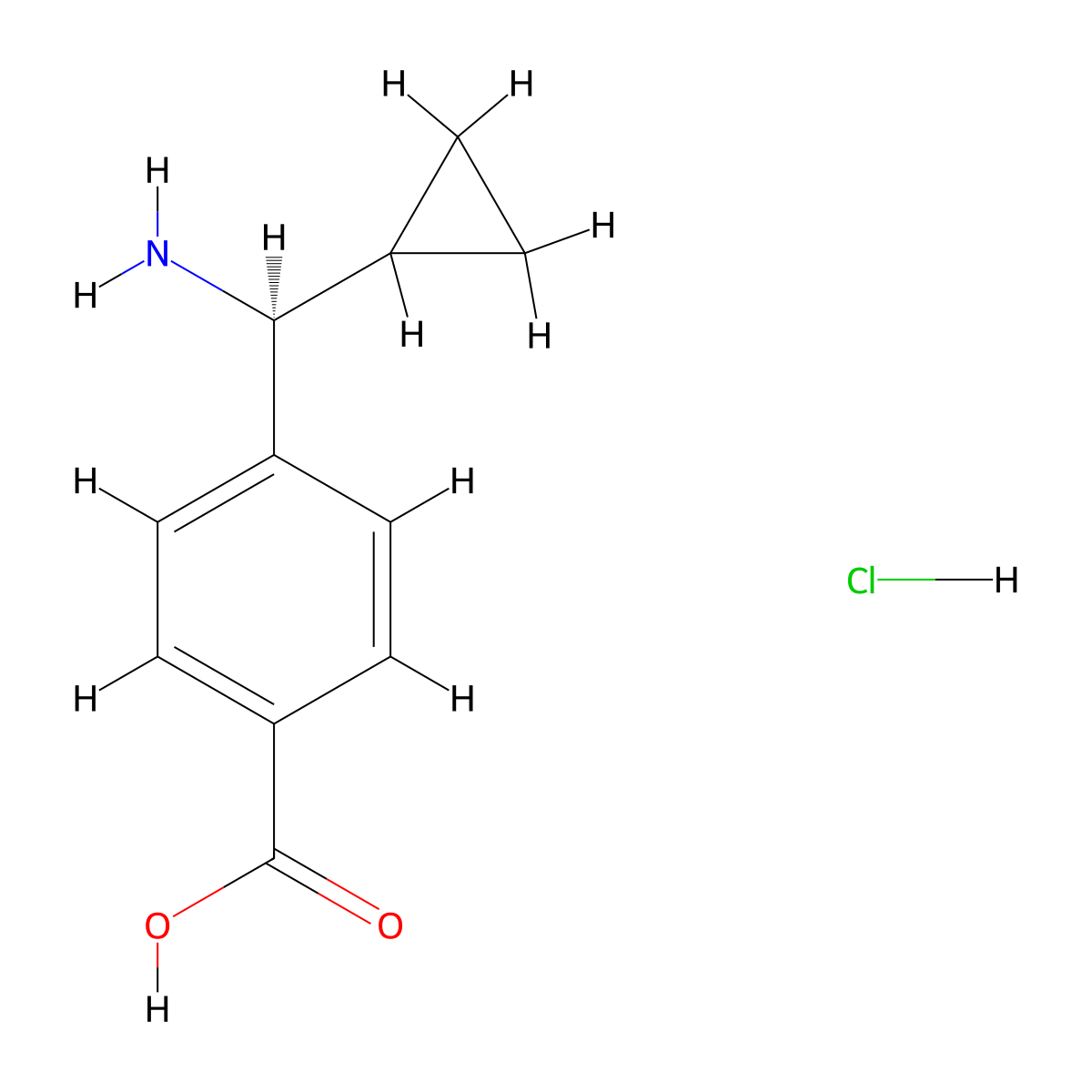 4-[(S)-amino(cyclopropyl)methyl]benzoic acid hydrochloride molecular structure, CAS 1391361-95-7