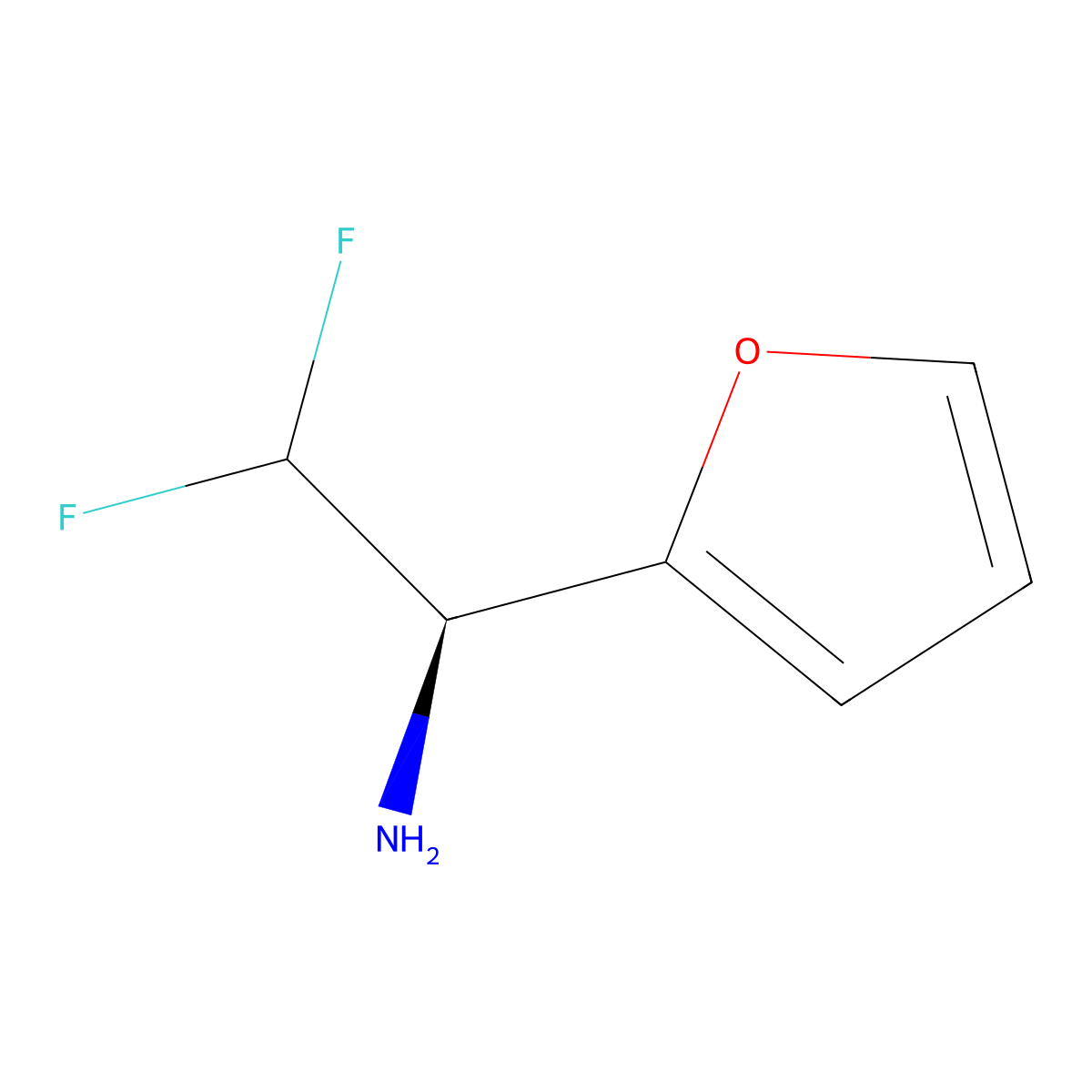 (1r)-2,2-Difluoro-1-(furan-2-yl)ethan-1-amine molecular structure, CAS 1391371-05-3