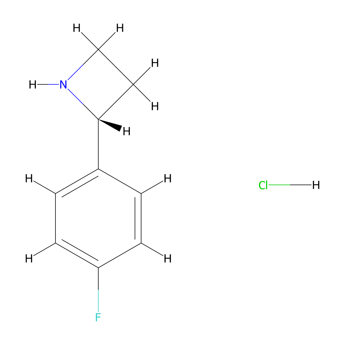 (2R)-2-(4-Fluorophenyl)azetidine hydrochloride molecular structure, CAS 1391373-77-5