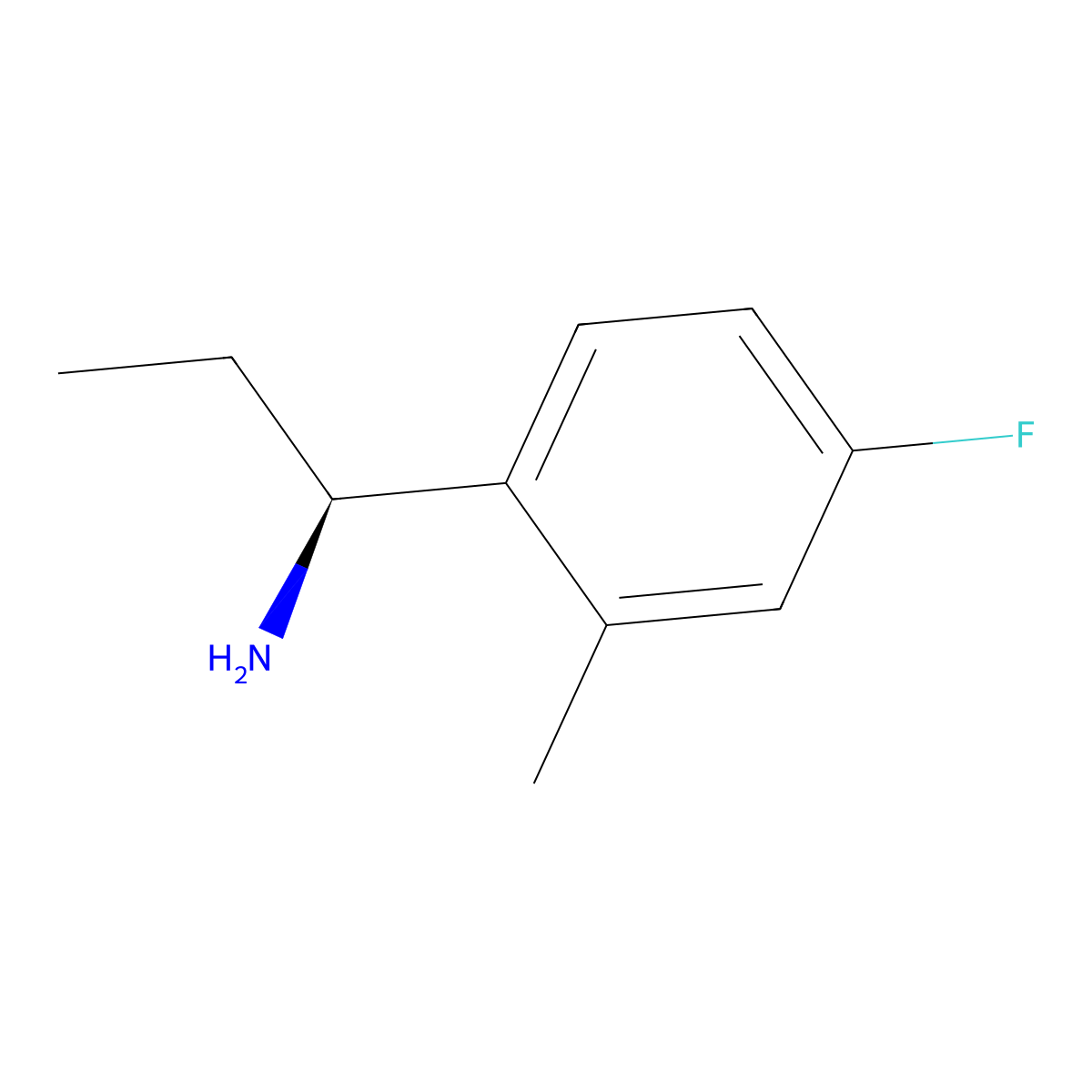 (S)-1-(4-fluoro-2-methylphenyl)propylamine molecular structure, CAS 1391376-90-1