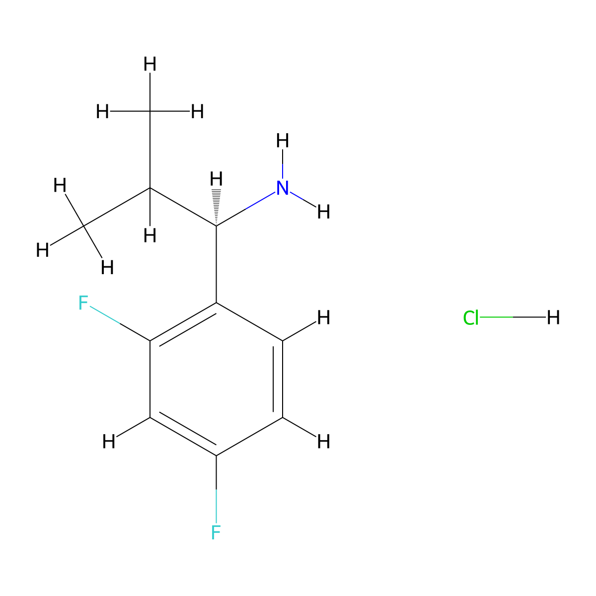 (R)-1-(2,4-Difluorophenyl)-2-methyl-1-propanamine Hydrochloride molecular structure, CAS 1391377-05-1