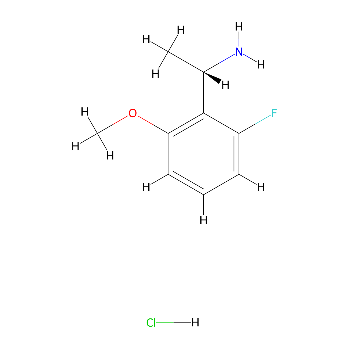 (S)-1-(2-fluoro-6-methoxyphenyl)ethanamine hydrochloride molecular structure, CAS 1391378-74-7