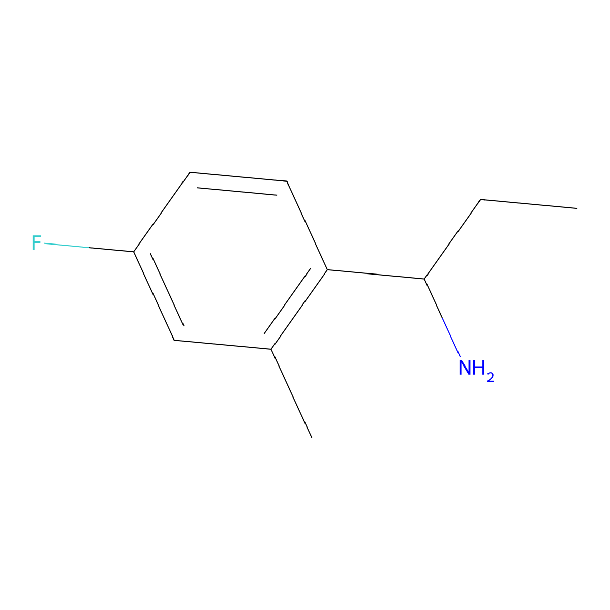 (R)-1-(4-fluoro-2-methylphenyl)propylamine molecular structure, CAS 1391379-09-1