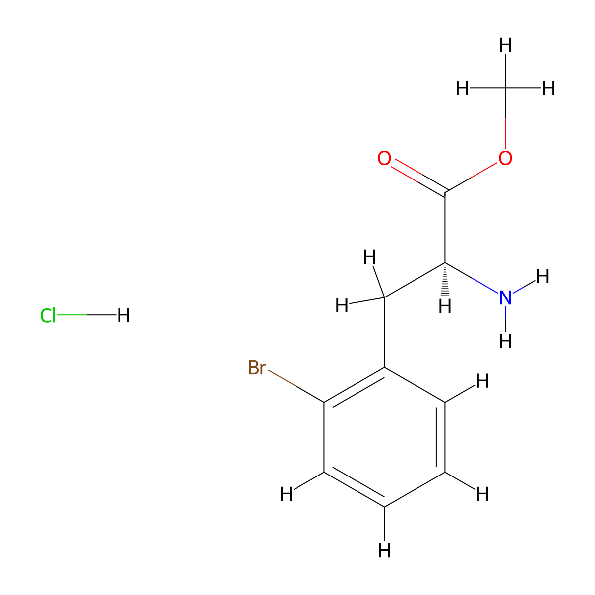 (S)-methyl 2-amino-3-(2-bromophenyl)propanoate hydrochloride molecular structure, CAS 1391379-37-5
