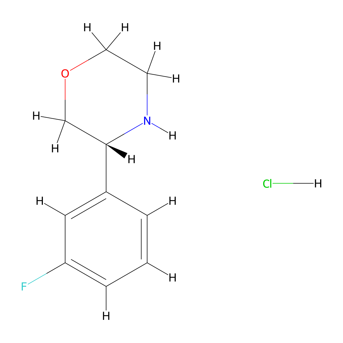 (3R)-3-(3-Fluorophenyl)morpholine hcl molecular structure, CAS 1391379-60-4