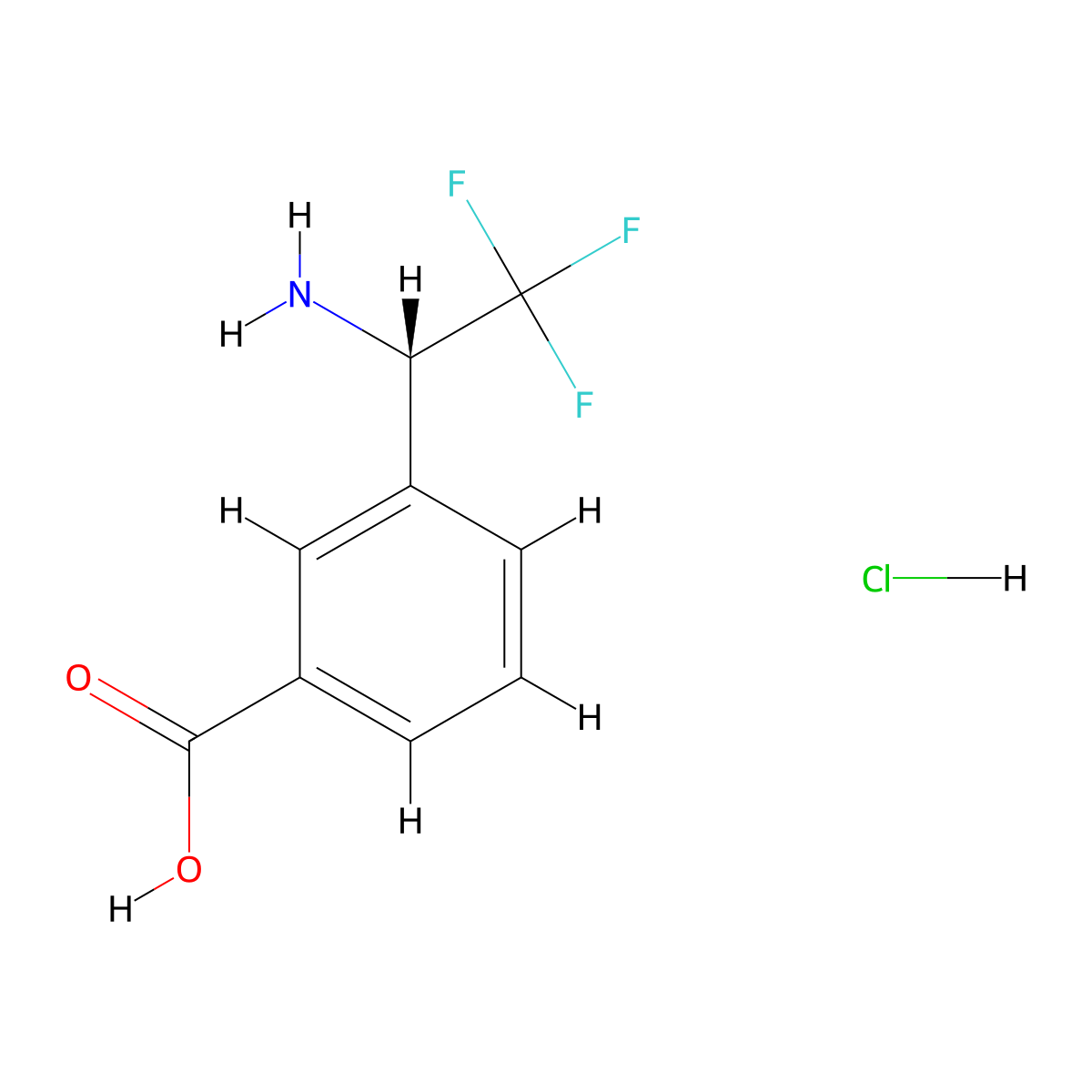(S)-3-(1-Amino-2,2,2-trifluoroethyl)benzoic acid hydrochloride molecular structure, CAS 1391384-65-8