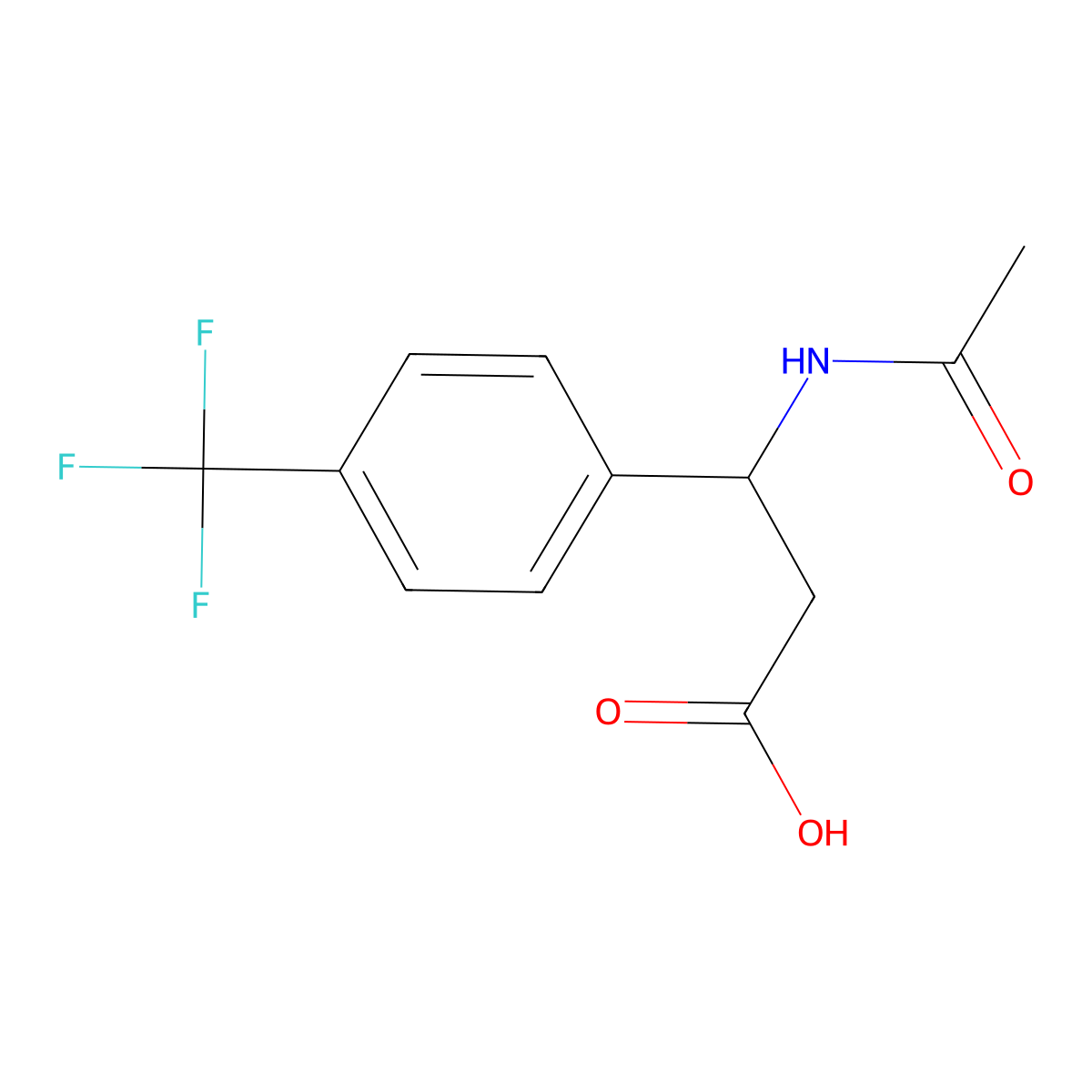 (3S)-3-acetamido-3-[4-(trifluoromethyl)phenyl]propanoic acid molecular structure, CAS 1391388-57-0