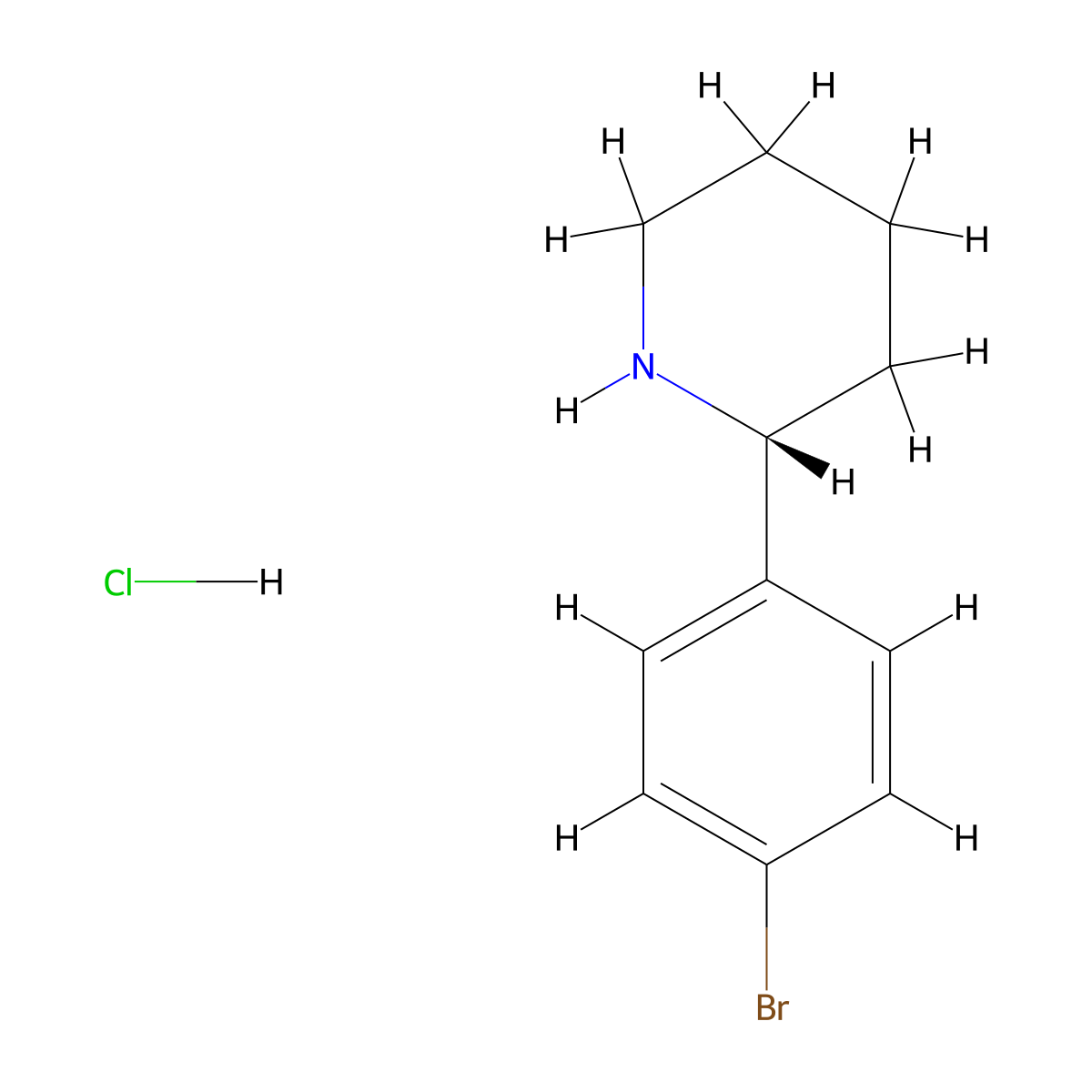 (R)-2-(4-Bromophenyl)piperidine hydrochloride molecular structure, CAS 1391389-94-8
