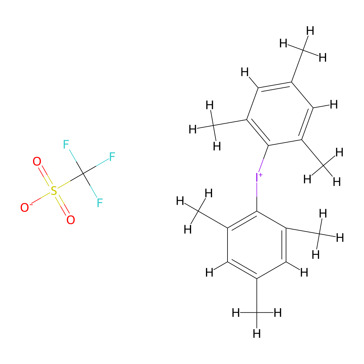 Bis(2,4,6-trimethylphenyl)iodonium Trifluoromethanesulfonate molecular structure, CAS 139139-80-3
