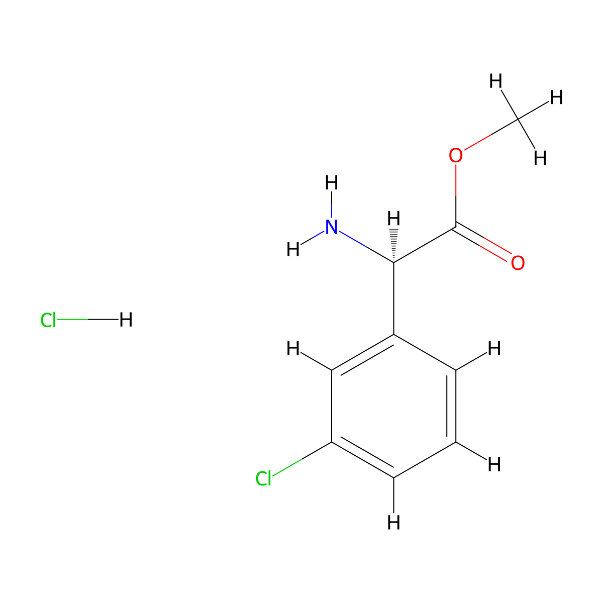 (R)-Methyl 2-amino-2-(3-chlorophenyl)acetate HCl molecular structure, CAS 1391390-69-4