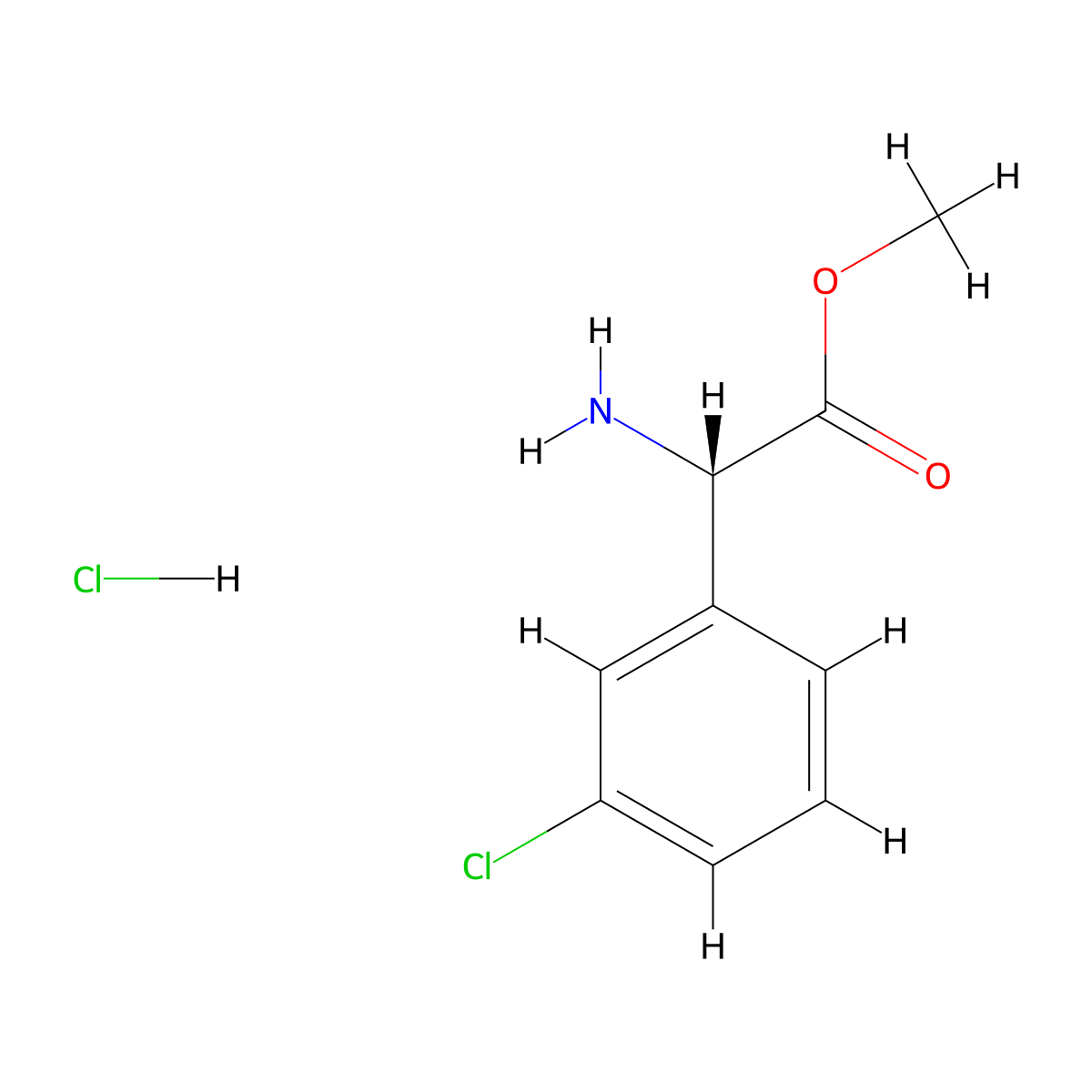 (S)-Methyl 2-amino-2-(3-chlorophenyl)acetate hydrochloride molecular structure, CAS 1391390-80-9