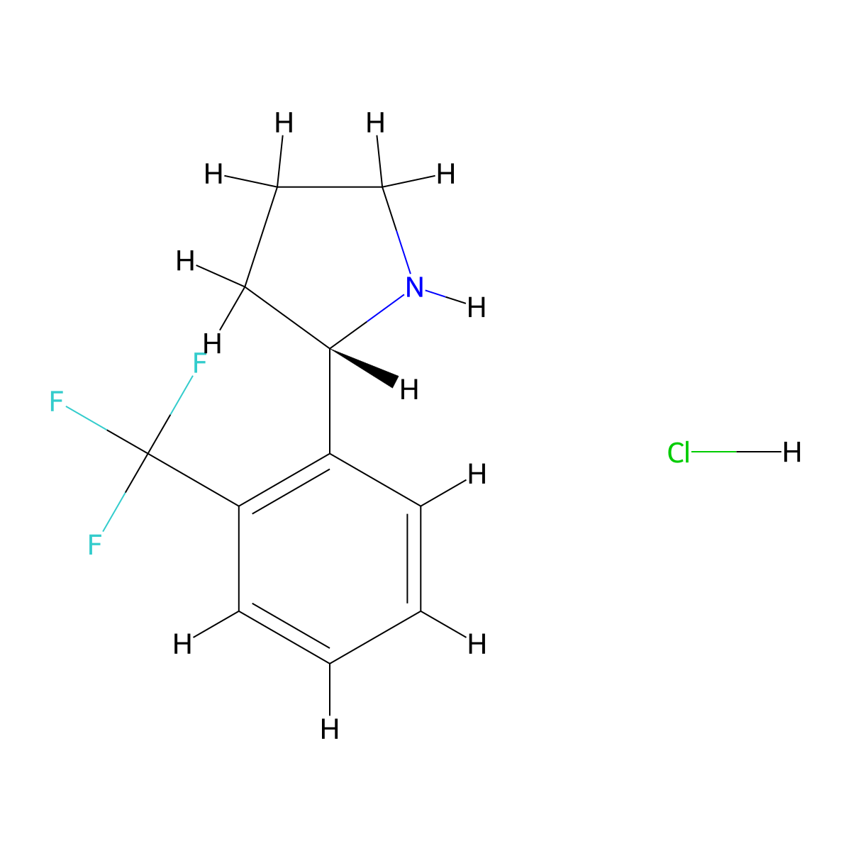 (s)-2-(2-(Trifluoromethyl)phenyl)pyrrolidine hydrochloride molecular structure, CAS 1391392-07-6