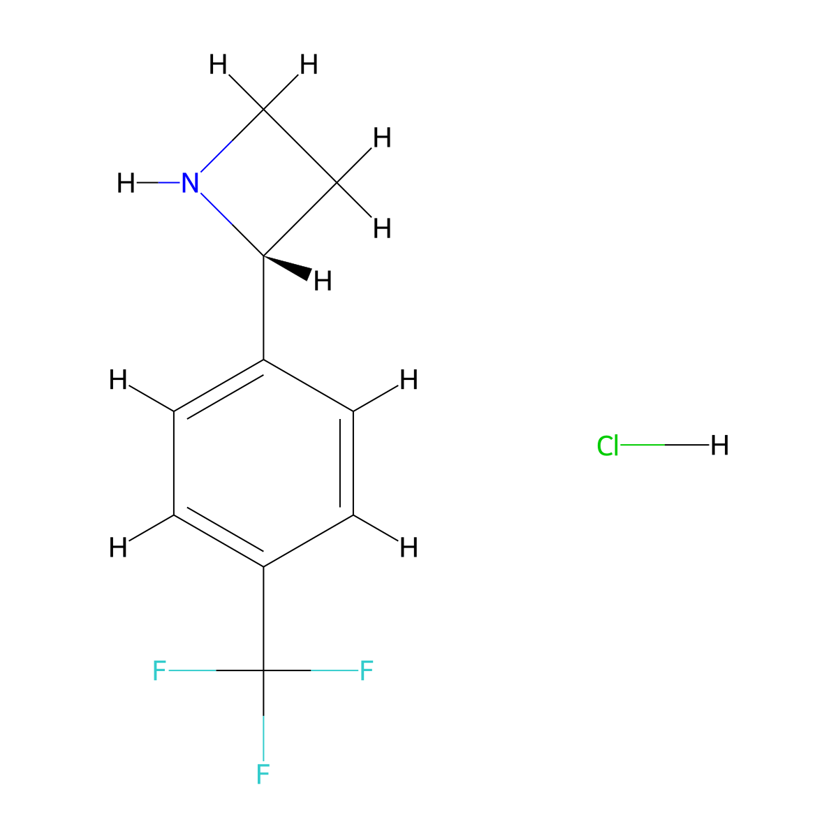 (R)-2-(4-(Trifluoromethyl)phenyl)azetidine hydrochloride molecular structure, CAS 1391392-18-9