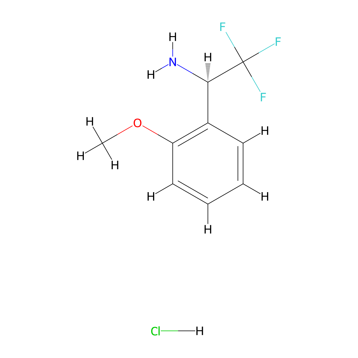 (1R)-2,2,2-trifluoro-1-(2-methoxyphenyl)ethanamine;hydrochloride molecular structure, CAS 1391397-31-1