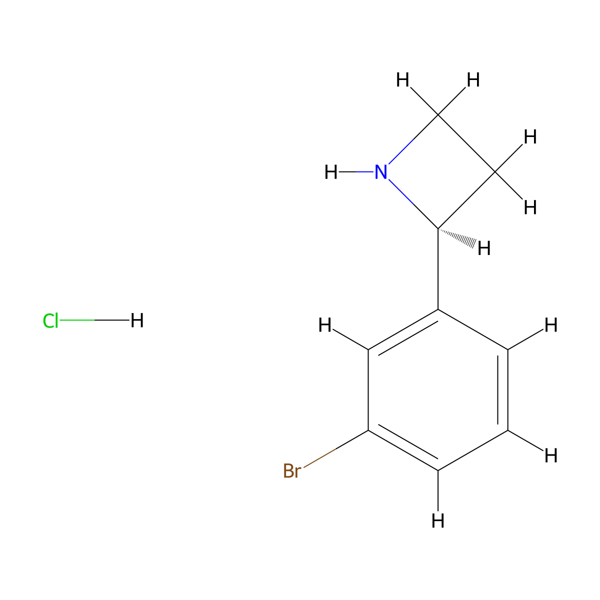(2S)-2-(3-Bromophenyl)azetidine hydrochloride molecular structure, CAS 1391398-34-7