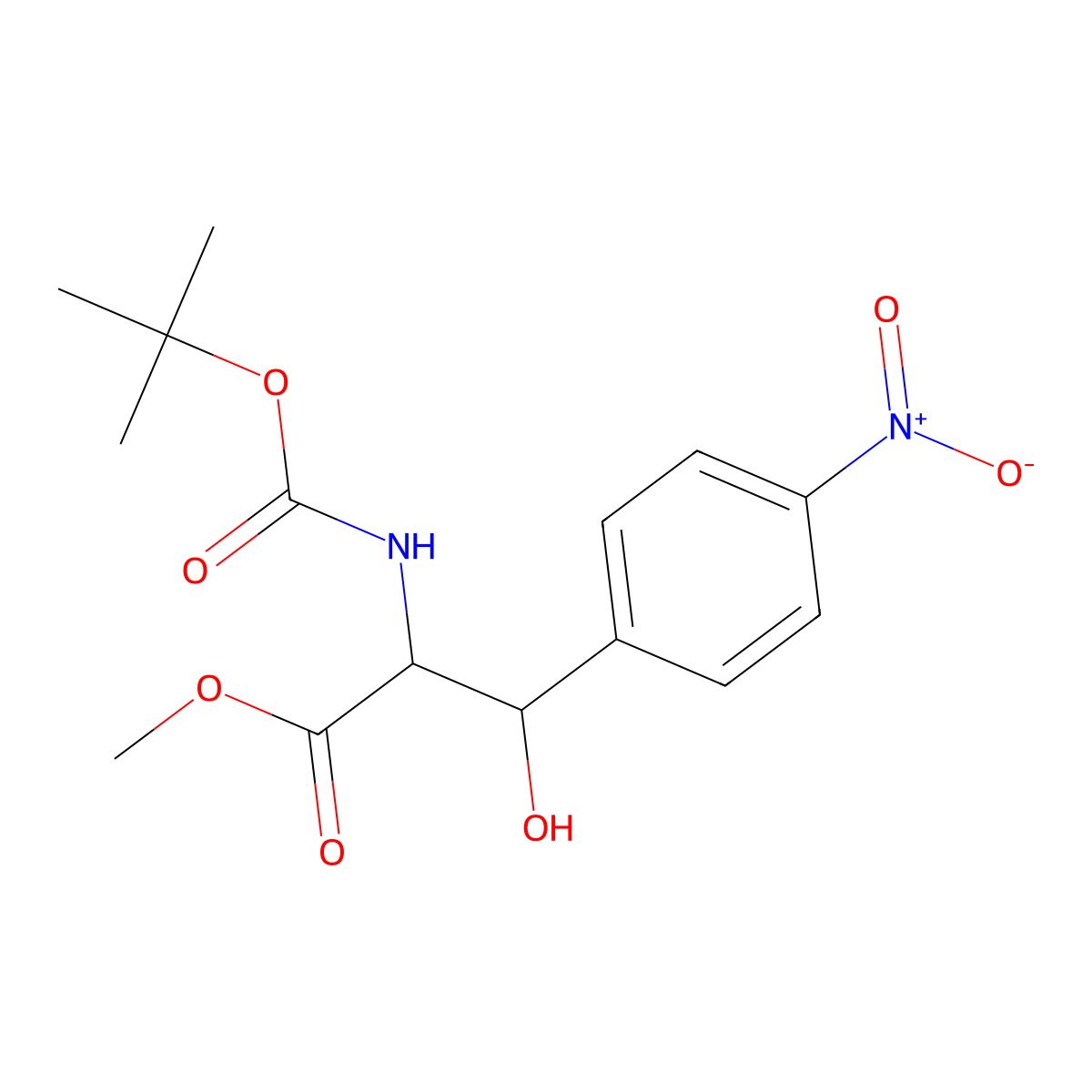 Methyl (2R,3S)-2-[(tert-butoxycarbonyl)amino]-3-hydroxy-3-(4-nitrophenyl)propanoate molecular structure, CAS 1391398-46-1