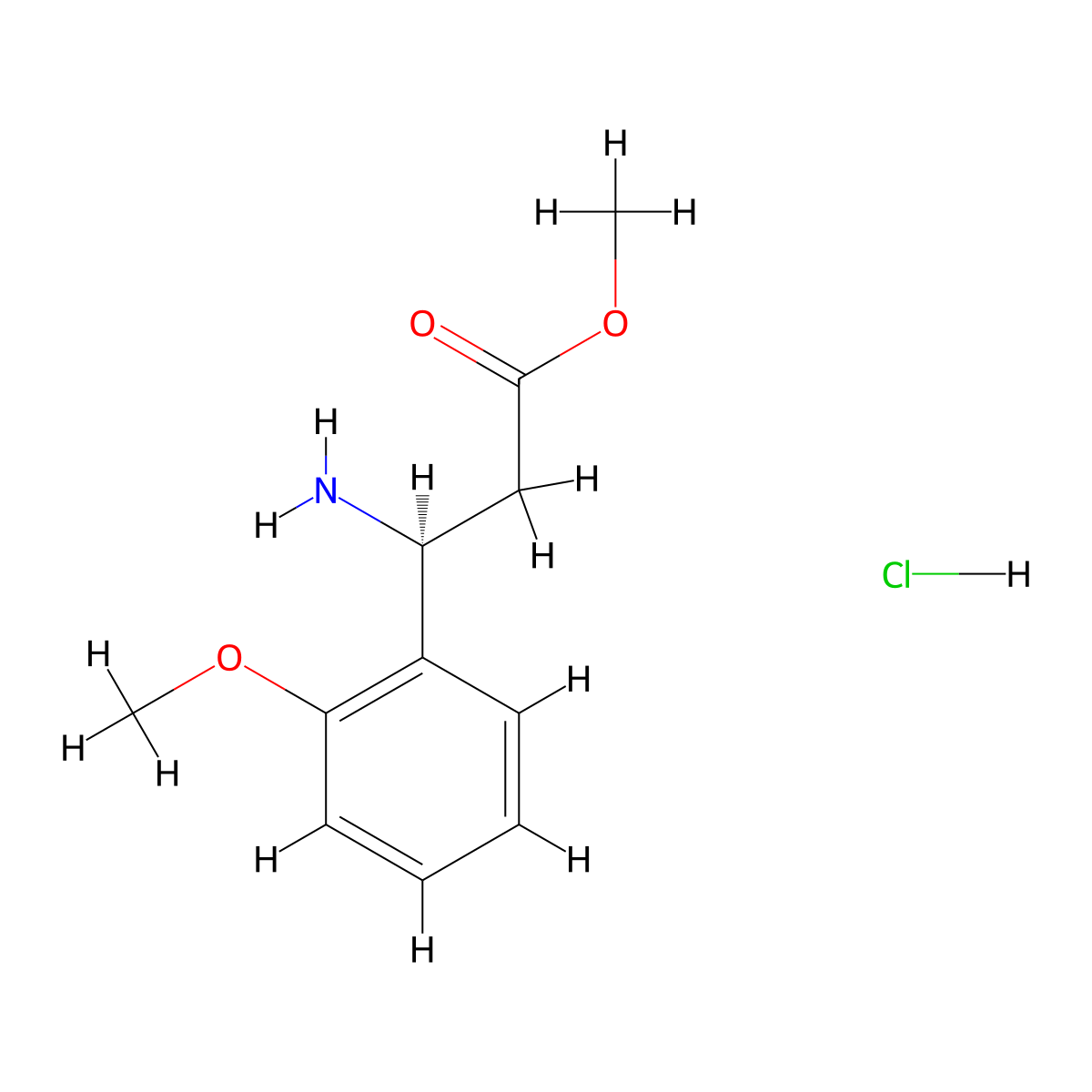 (S)-Methyl 3-amino-3-(2-methoxyphenyl)propanoate hydrochloride molecular structure, CAS 1391398-83-6