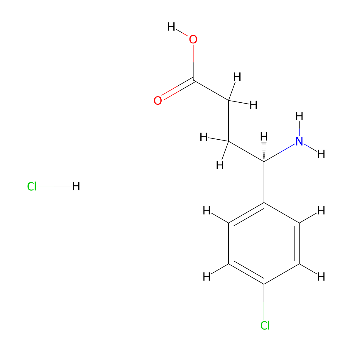 (R)-4-Amino-4-(4-chlorophenyl)butanoic acid hydrochloride molecular structure, CAS 1391399-68-0
