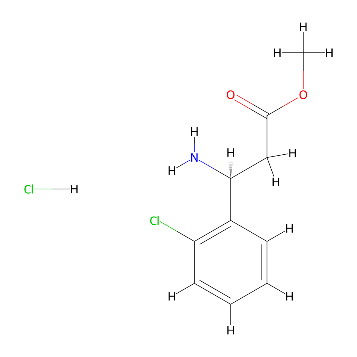 methyl (3S)-3-amino-3-(2-chlorophenyl)propanoate hydrochloride molecular structure, CAS 1391399-74-8