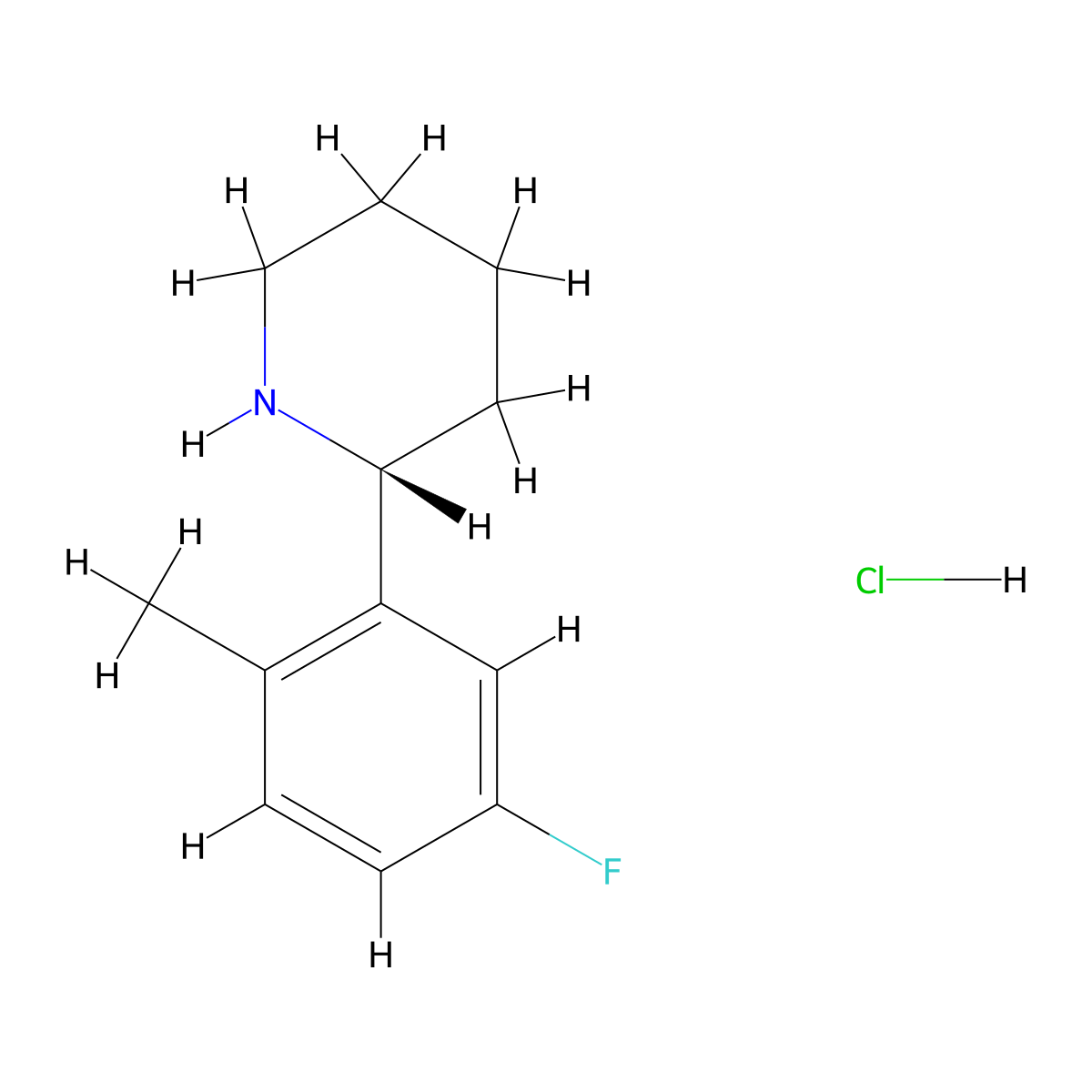 (R)-2-(5-Fluoro-2-methylphenyl)piperidine hcl molecular structure, CAS 1391400-52-4