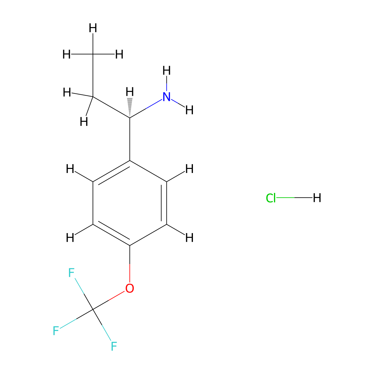 (R)-1-(4-(Trifluoromethoxy)phenyl)propan-1-amine hydrochloride molecular structure, CAS 1391401-37-8