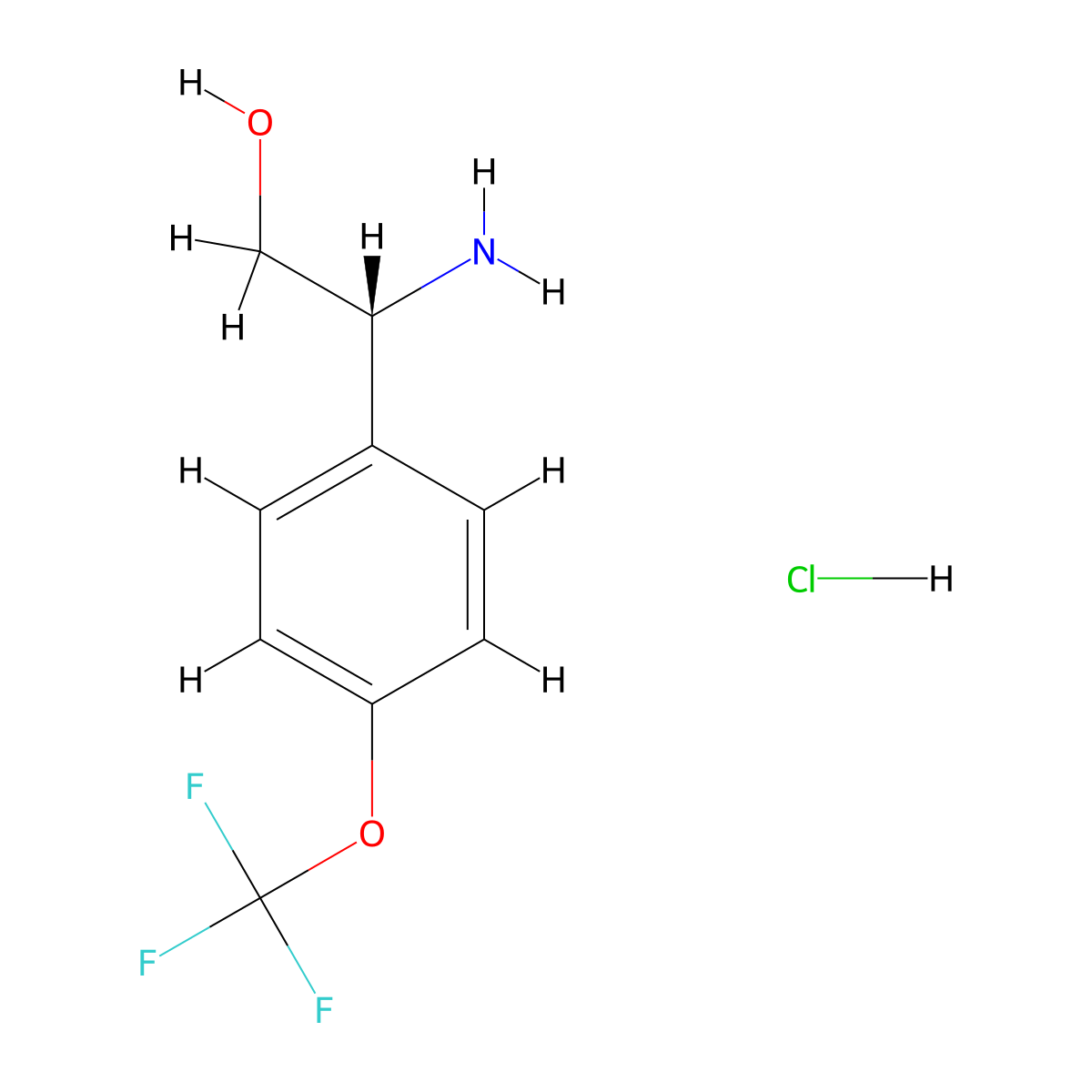 (R)-2-Amino-2-(4-(trifluoromethoxy)phenyl)ethan-1-ol hydrochloride molecular structure, CAS 1391403-29-4