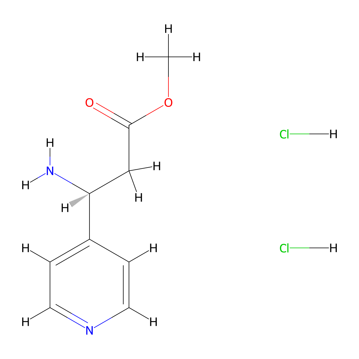 Methyl (S)-3-amino-3-(pyridin-4-yl)propanoate dihydrochloride molecular structure, CAS 1391405-13-2