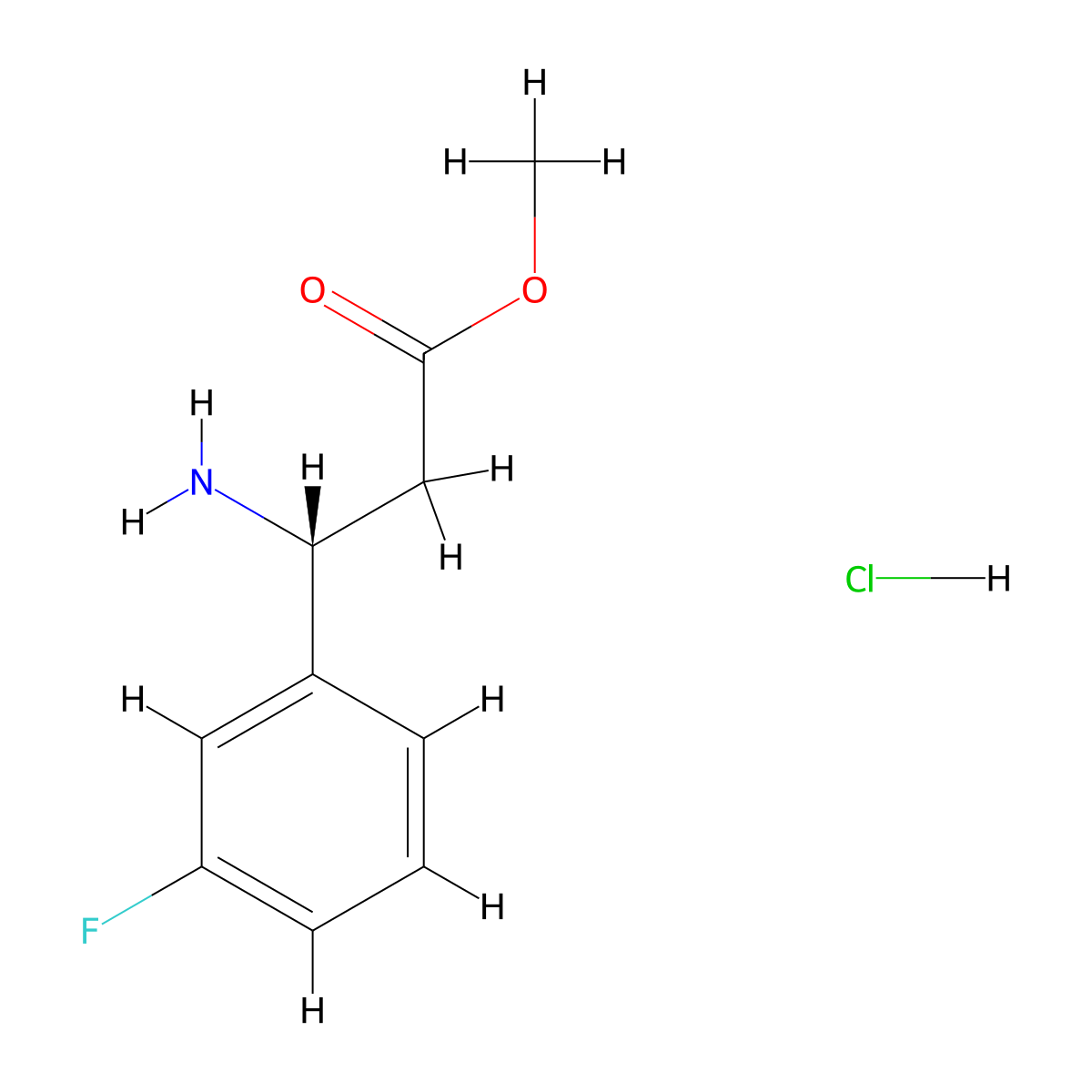 Methyl (R)-3-amino-3-(3-fluorophenyl)propanoate hydrochloride molecular structure, CAS 1391405-22-3