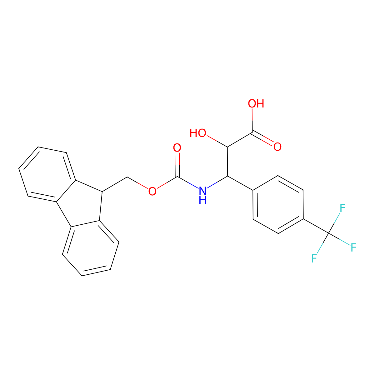 N-Fmoc-(2S,3S)-3-amino-2-hydroxy-3-(4-trifluoromethyl-phenyl)-propanoic acid molecular structure, CAS 1391405-82-5