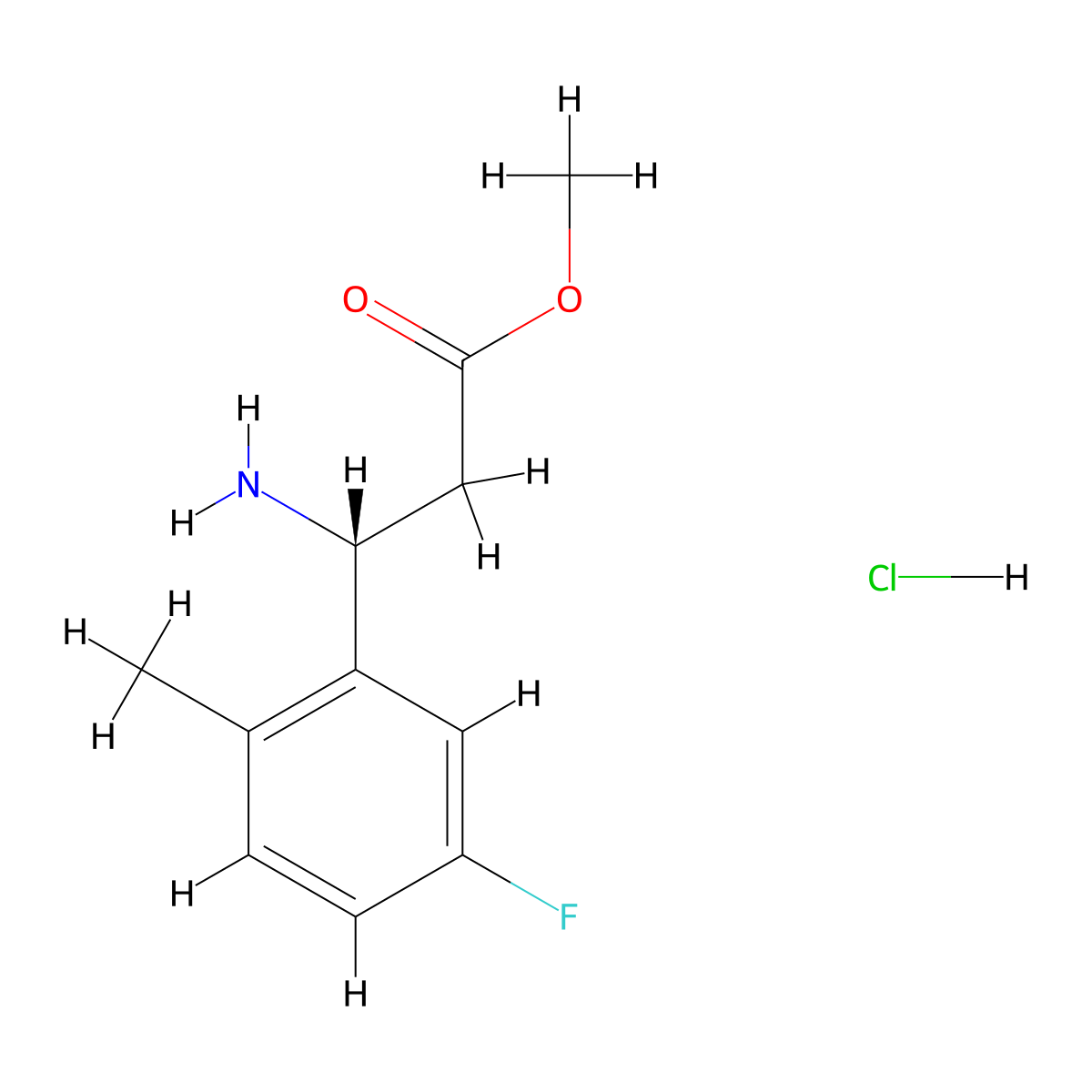 Methyl (R)-3-amino-3-(5-fluoro-2-methylphenyl)propanoate hcl molecular structure, CAS 1391406-23-7