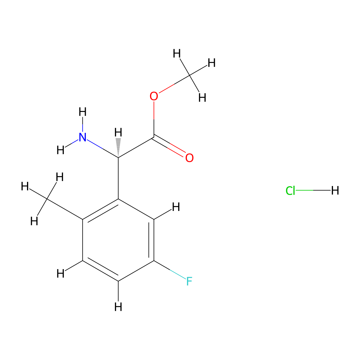 Methyl (R)-2-amino-2-(5-fluoro-2-methylphenyl)acetate hcl molecular structure, CAS 1391406-43-1