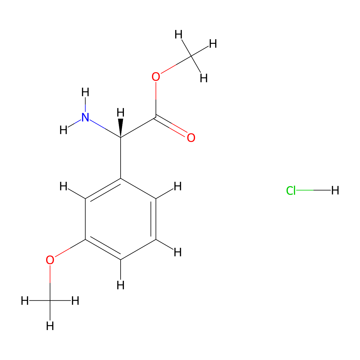 methyl (2S)-2-amino-2-(3-methoxyphenyl)acetate hydrochloride molecular structure, CAS 1391408-07-3