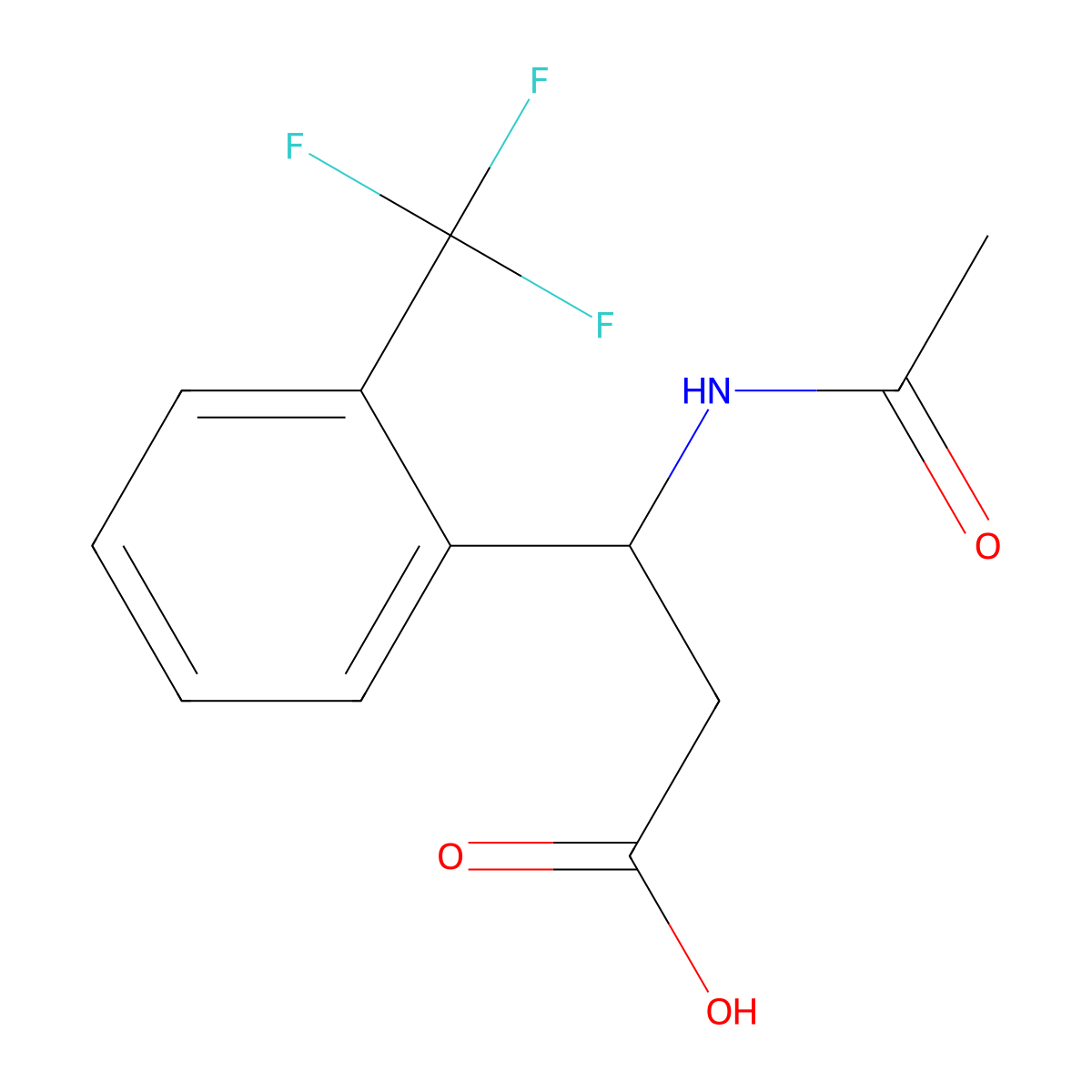 (3R)-3-acetamido-3-[2-(trifluoromethyl)phenyl]propanoic acid molecular structure, CAS 1391408-73-3